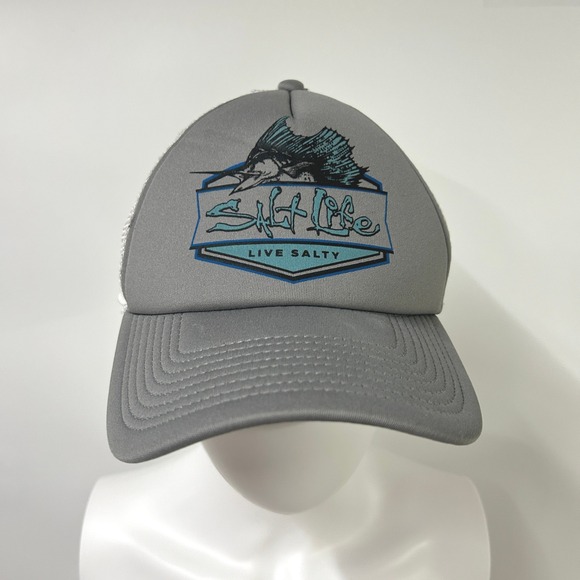Salt Life Other - Salt Life Trucker Hat Marlin Graphic Snapback OSFM Gray Blue Coastal Outdoorsy